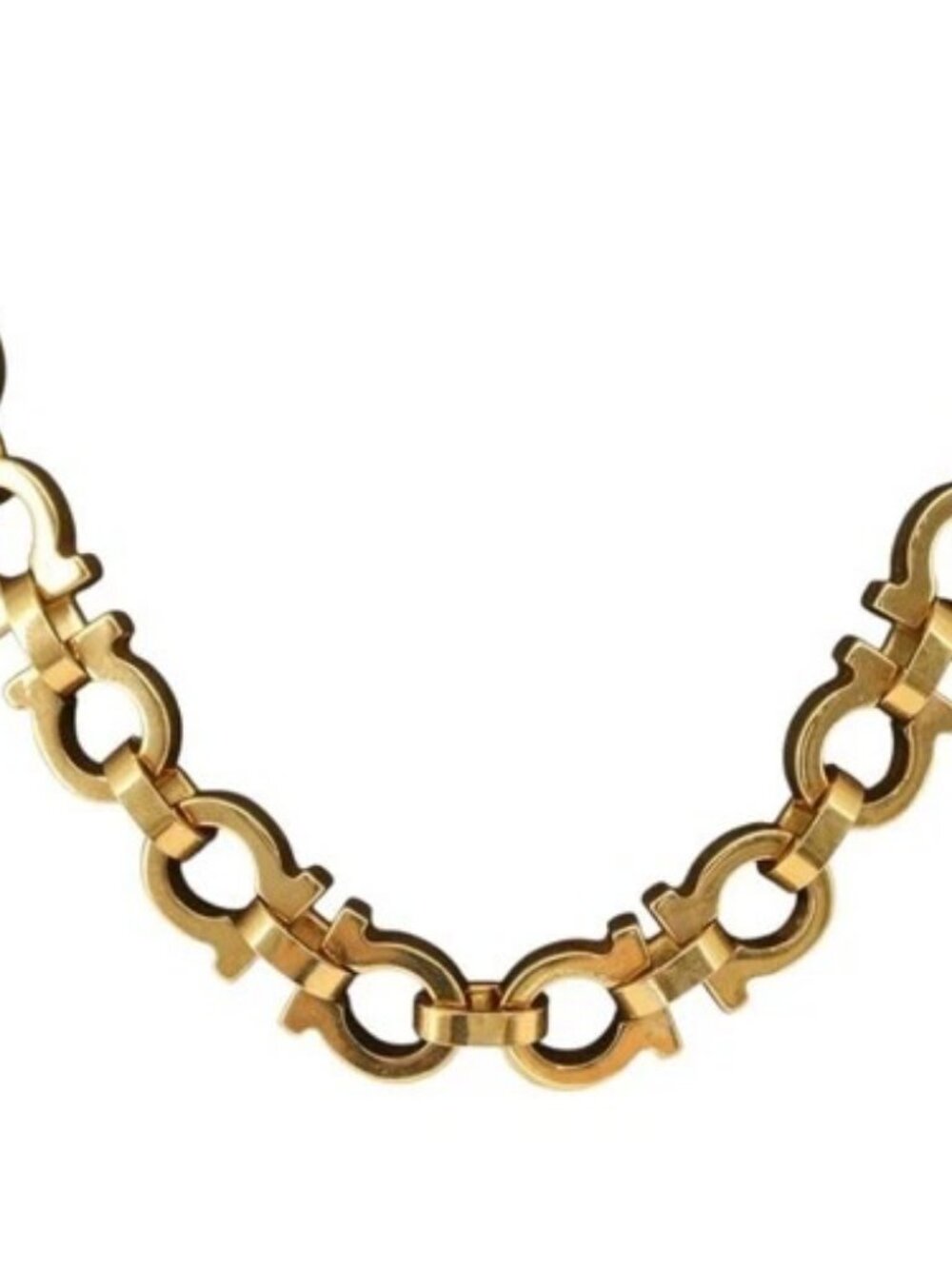 Salvatore Ferragamo Gancini Necklace metal Gold Tone Auth 165483